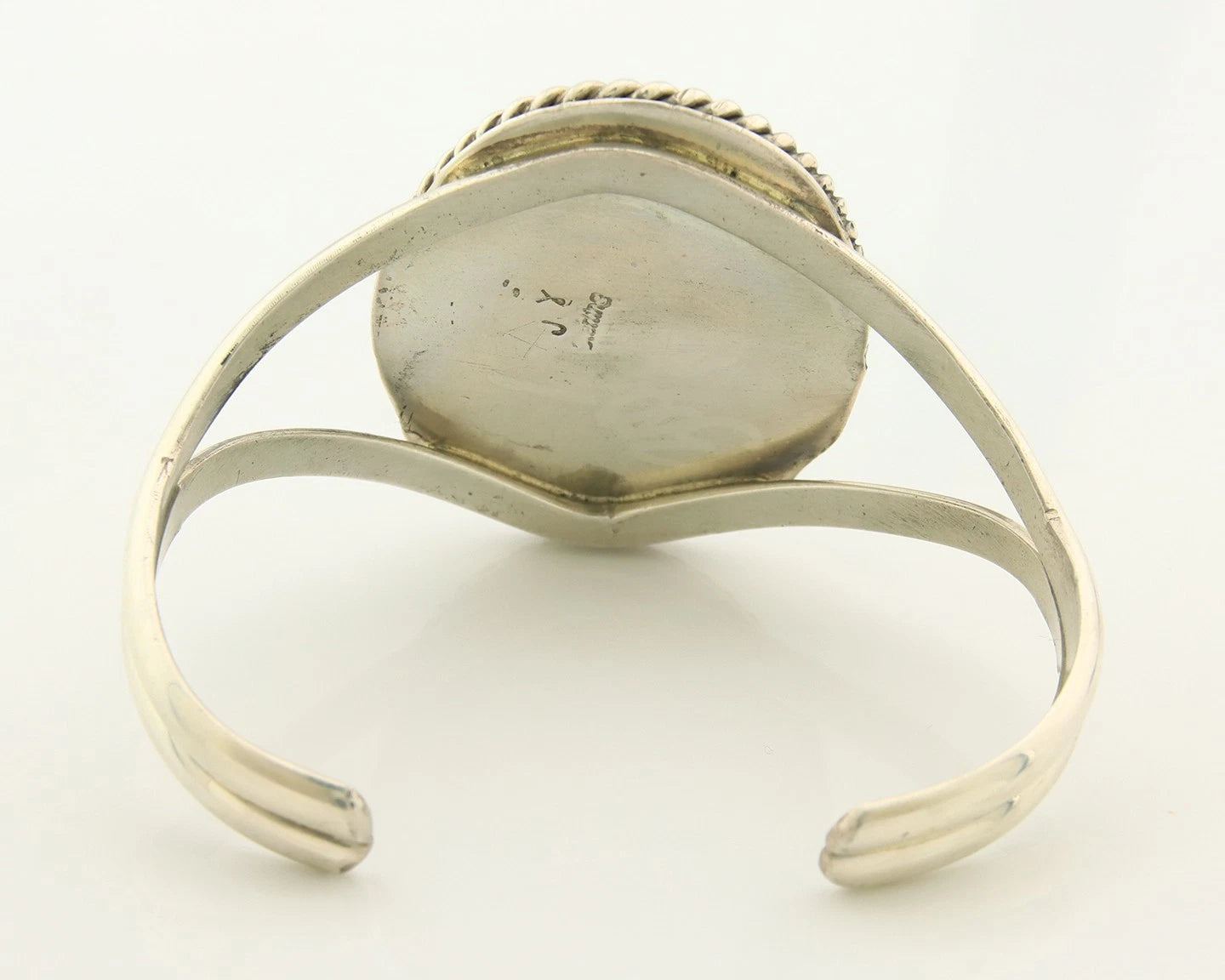 Navajo Cuff Bracelet Sterling Silver Natural Malachite Artist Signed JY