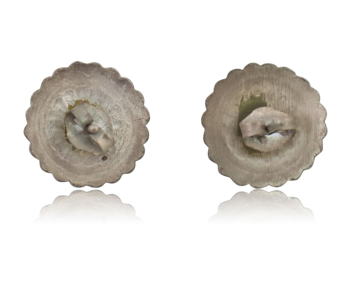 Navajo Small Shield Earrings 925 Silver Native American Artist C.80's