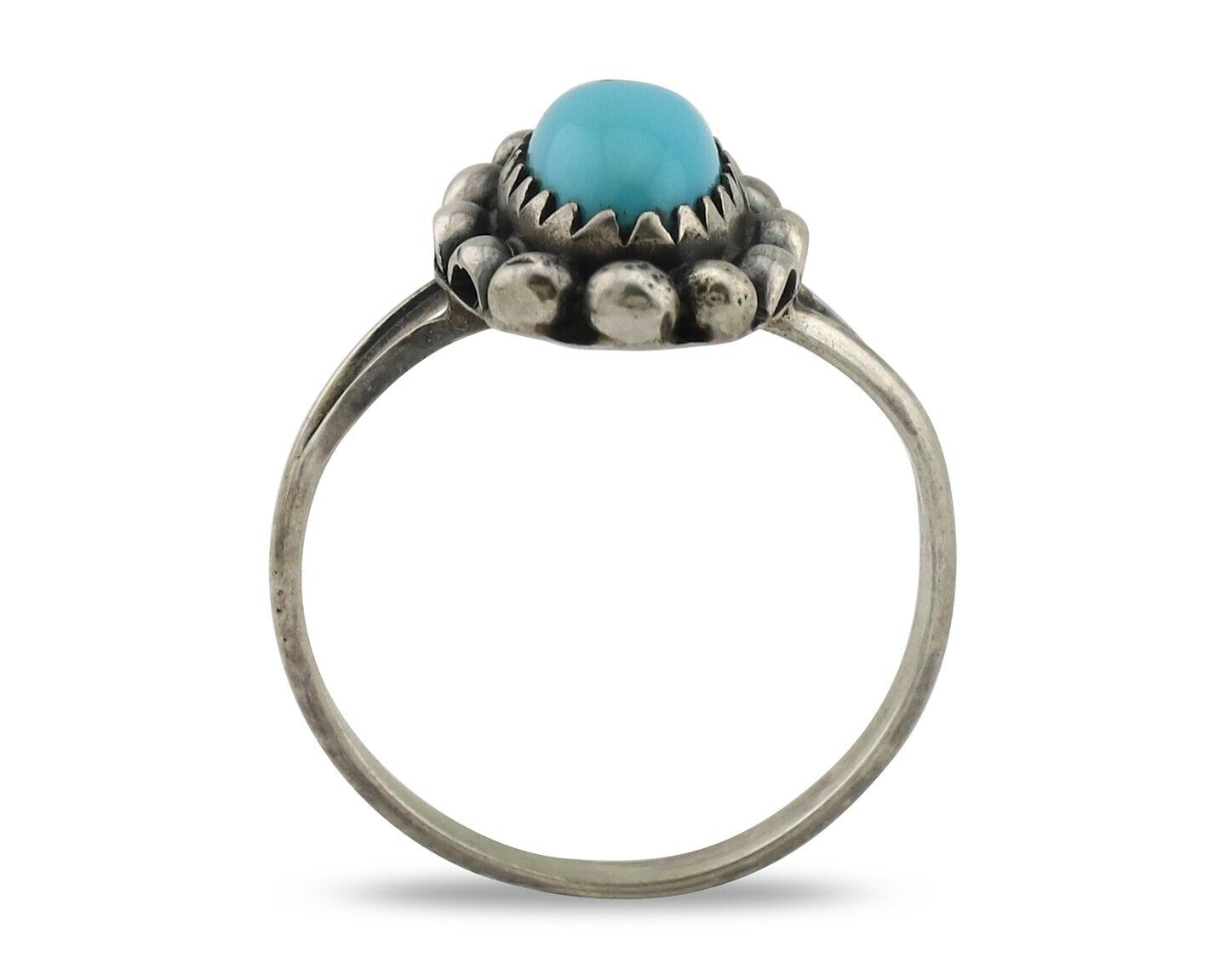 Navajo Ring 925 Silver Sleeping Beauty Turquoise Signed SkyStone Creations C80s