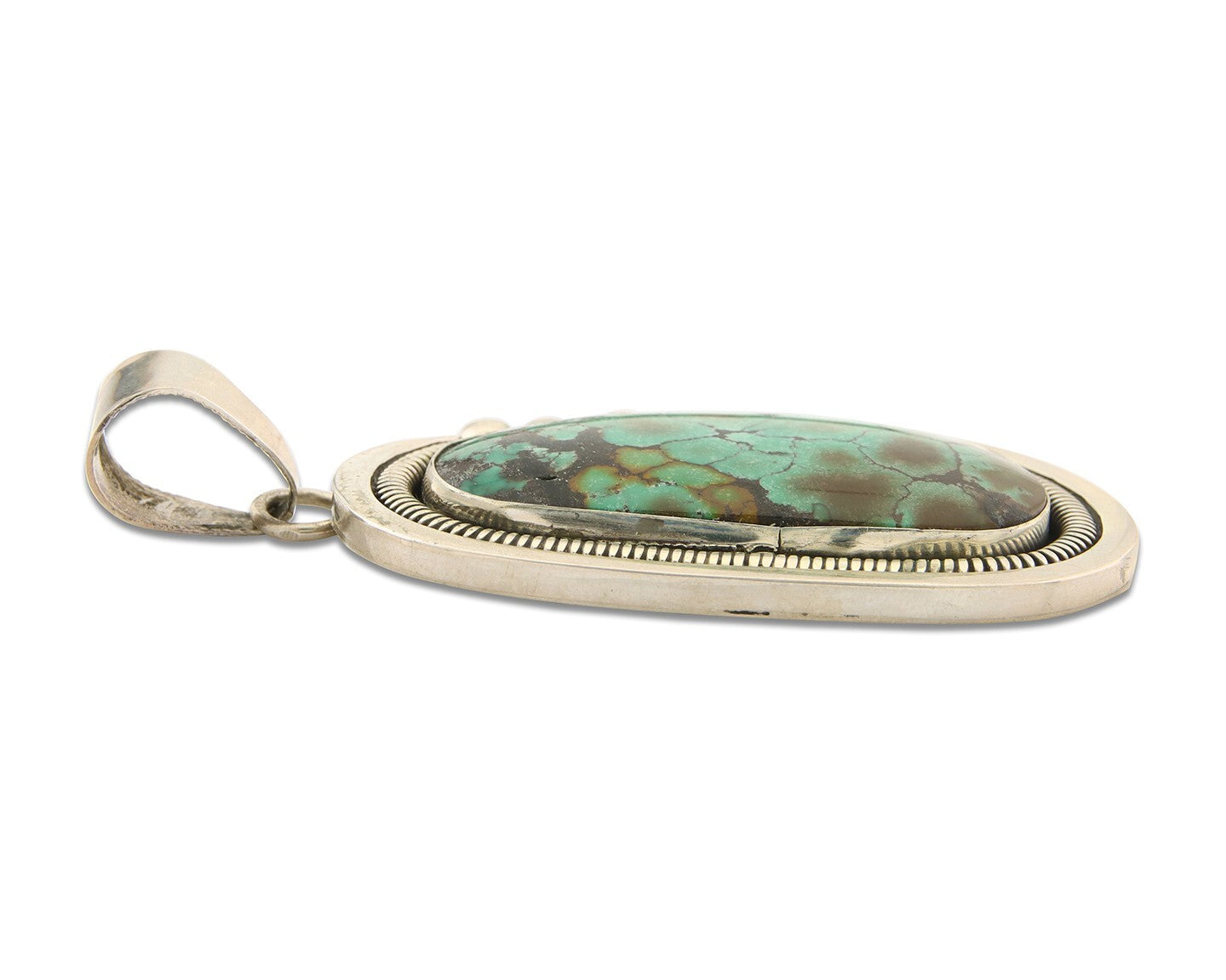 Navajo 925 Silver Pendant Turquoise Handmade Artist Signed W C.80's