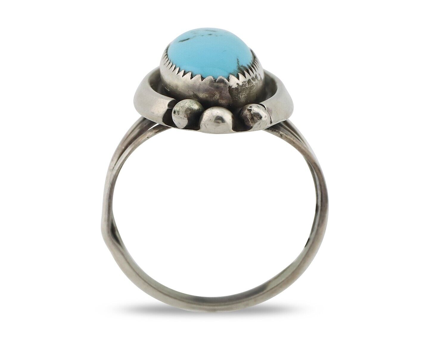 Navajo Ring .925 Silver Sleeping Beauty Turquoise Signed SkyStone Creations C80s