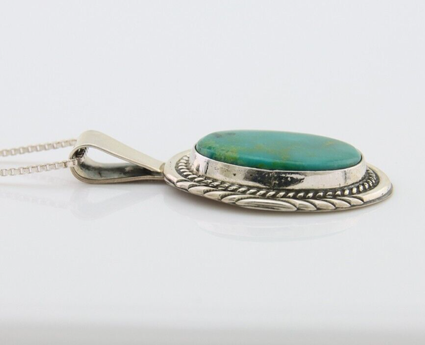 Navajo Necklace 925 Silver Natural Blue Turquoise Artist Signed Mike Begay C.80s