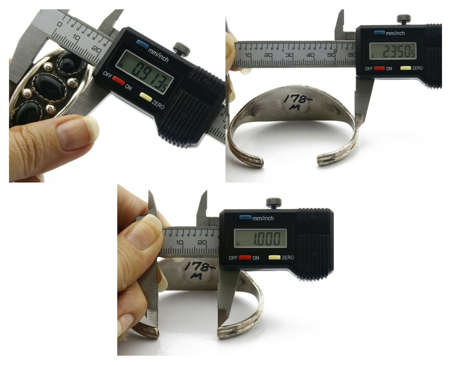 Navajo Cuff Bracelet .925 Silver Onyx Native American C.80's