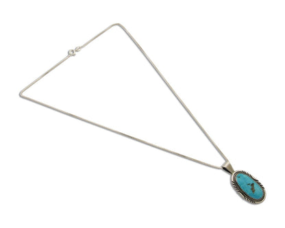 Navajo Necklace 925 Silver Natural Turquoise Artist Signed Mike Begay C.80's