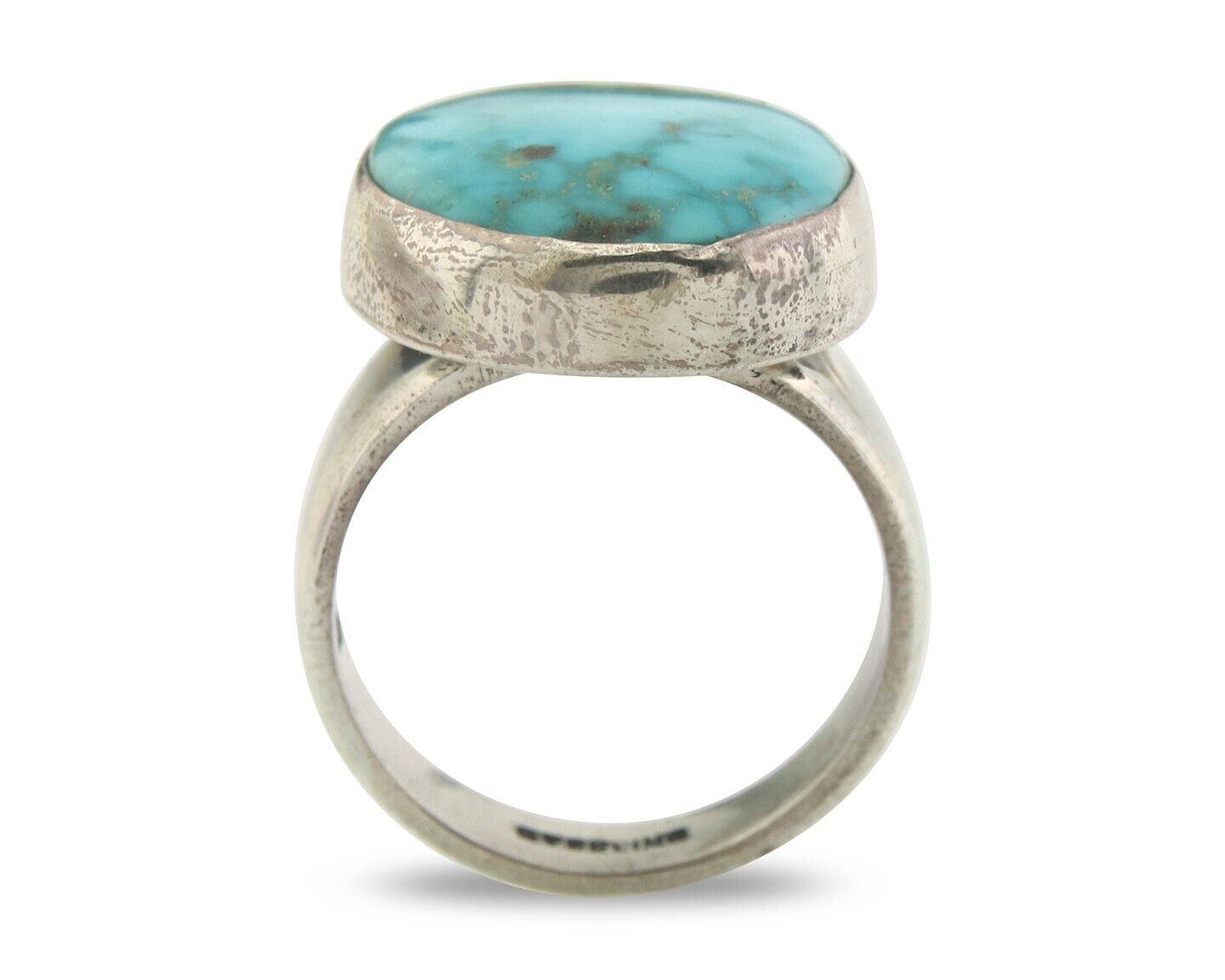 Navajo Ring 925 Sterling Turquoise Handmade Signed M Montoya C.80's Sz 8.5