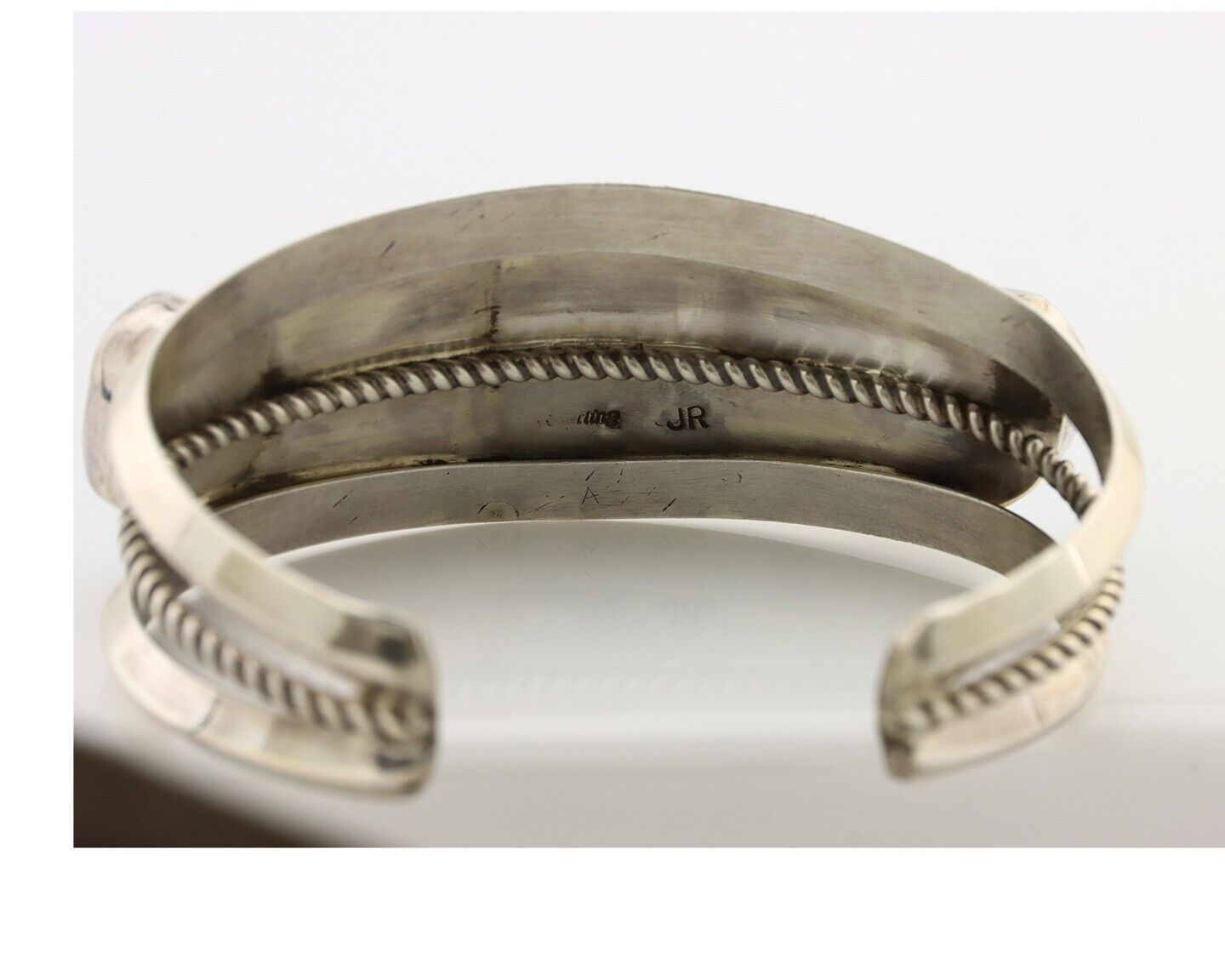 Navajo Bracelet 925 Silver Nugget Sleeping Beauty Turquoise Artist Signed JR C80