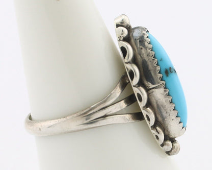 Navajo Ring .925 Silver Sleeping Beauty Turquoise Signed SkyStone Creations C80s