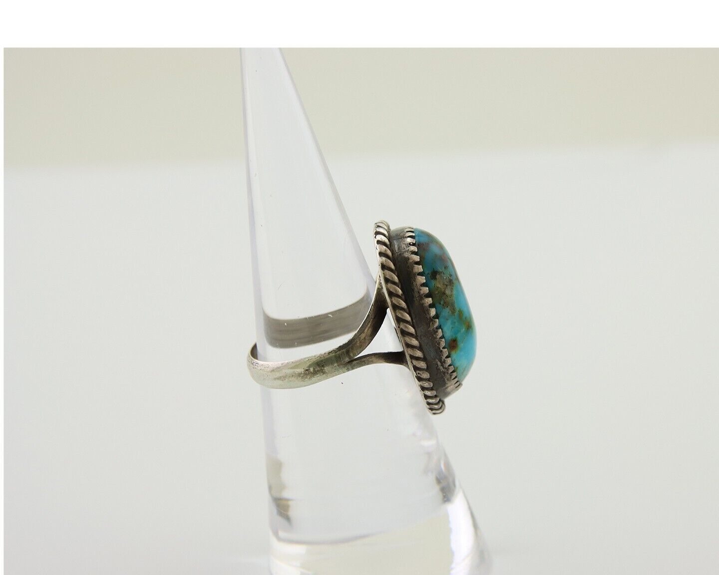 Navajo Ring 925 Silver Blue Turquoise Native American Artist C.80's