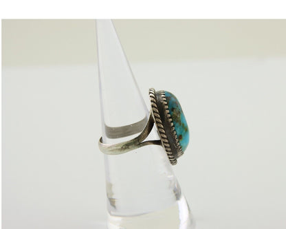 Navajo Ring 925 Silver Blue Turquoise Native American Artist C.80's