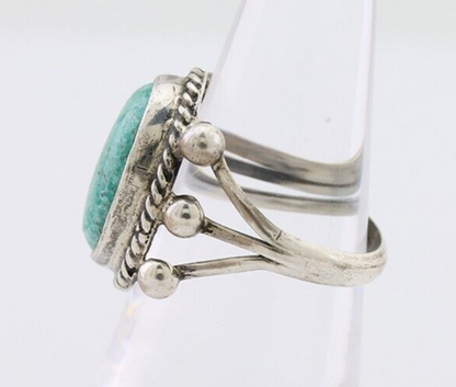Navajo Ring 925 Silver Natural Blue Turquoise Artist Signed MC C.80's