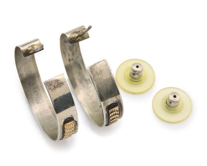 Navajo Earrings Sterling Silver & Gold Vintage Handmade