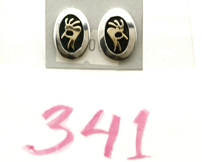 Navajo Dangle Earrings .925 Silver & 14k Solid Gold MM Rogers & DJM