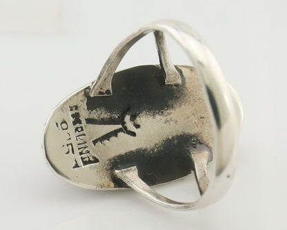 Navajo Ring 925 Silver Blue Gem Turquoise Native American Artist C.80's