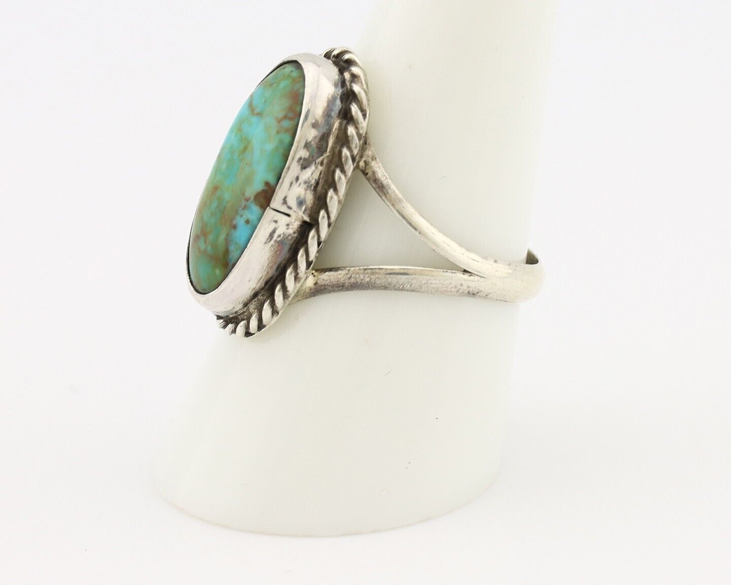 Navajo Ring 925 Silver Kingman Turquoise Artist Native American Signed C.80's