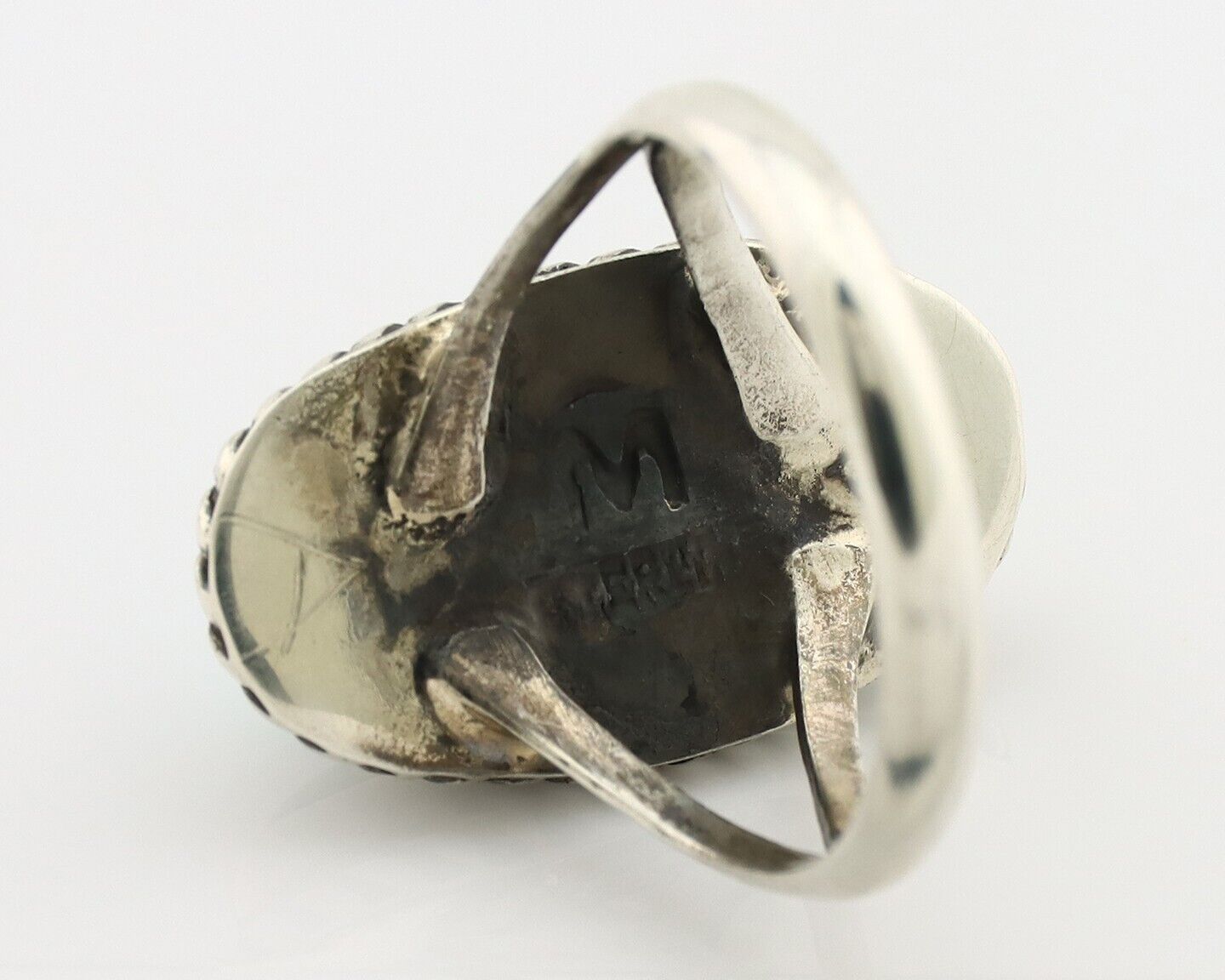 Navajo Ring 925 Silver Kingman Turquoise Artist Signed M Montoya C.80's
