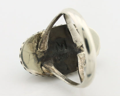Navajo Ring 925 Silver Kingman Turquoise Artist Signed M Montoya C.80's