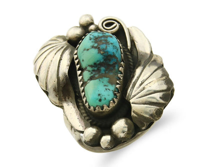 Navajo Ring 925 Sterling Natural Blue Turquoise Signed H Yazzie C.80's