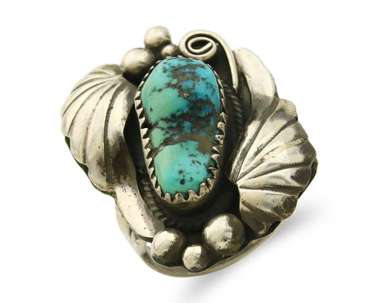 Navajo Ring 925 Sterling Natural Blue Turquoise Signed H Yazzie C.80's
