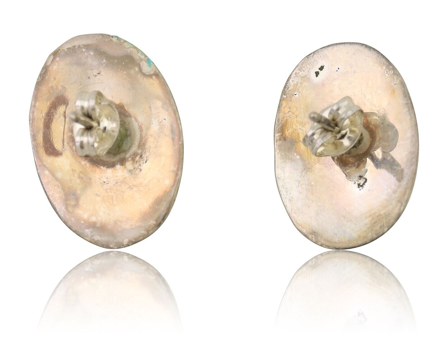 Navajo Handmade Earrings 925 Silver Natural Turquoise Native Artist C.80's