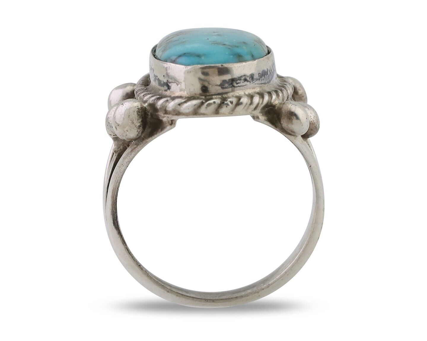 Navajo Ring 925 Silver Natural Kingman Turquoise Native American Artist C.80's