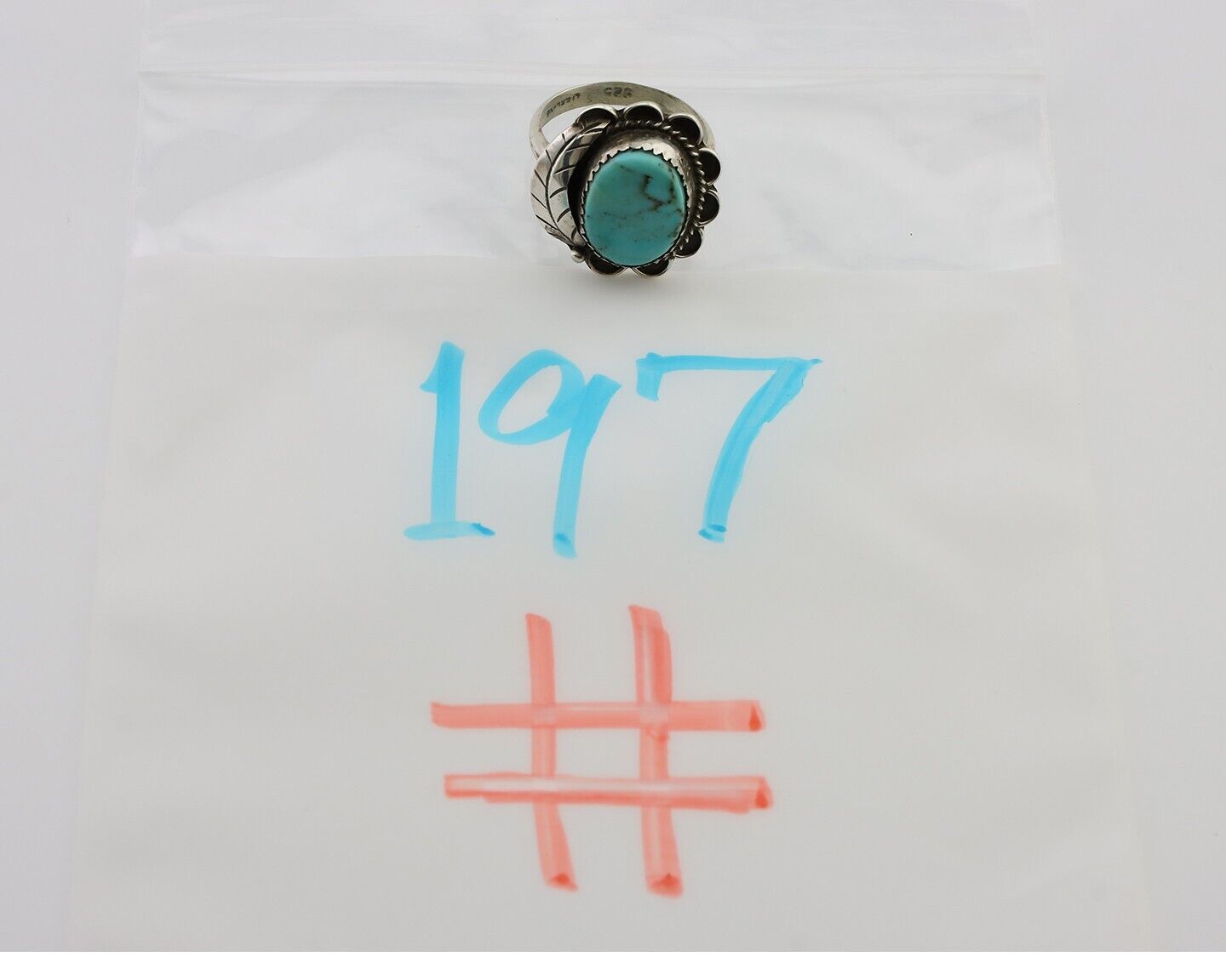 Navajo Handmade Ring 925 Silver Kingman Turquoise Native American Artist C.80's