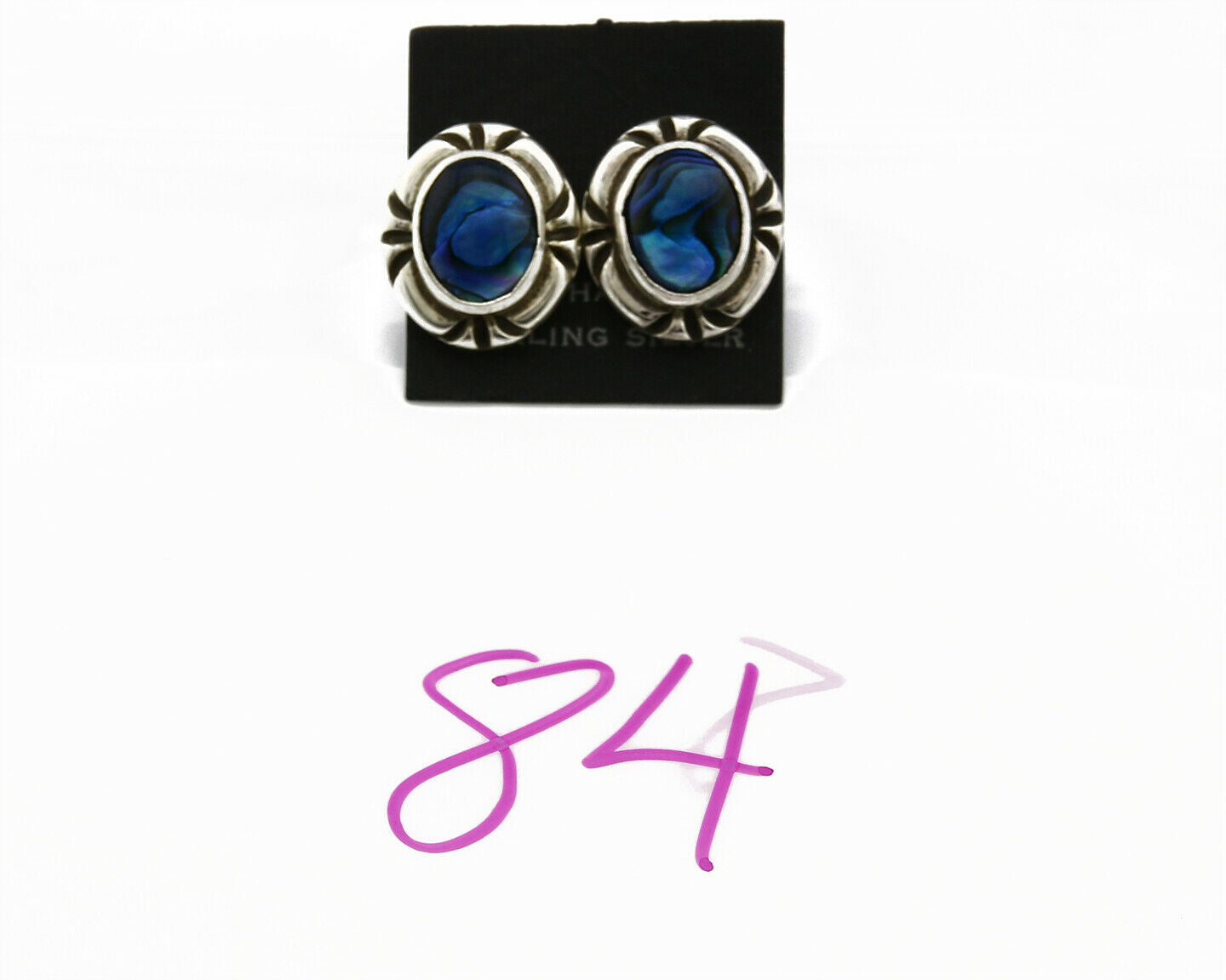 Navajo Hand Stamped Natural Mined MOP .925 SOLID Silver Stud Earrings