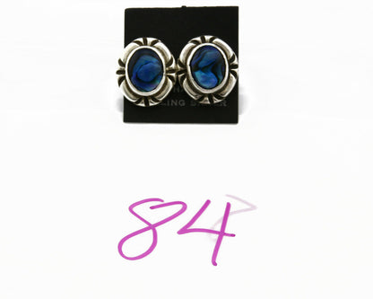 Navajo Hand Stamped Natural Mined MOP .925 SOLID Silver Stud Earrings