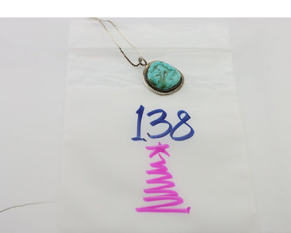Navajo Pendant 925 Silver Natural Blue Turquoise Artist Signed G Yazzie C.80's