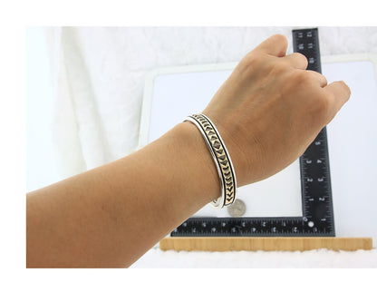 Navajo Cuff Bracelet Sterling Silver & Gold Vintage Signed Larry L Kaye