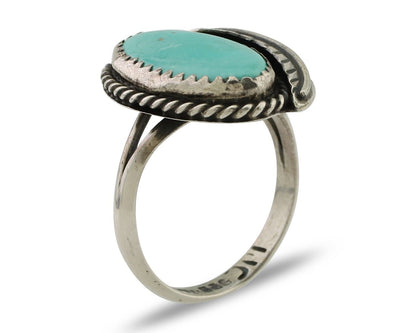 Navajo Ring 925 Silver Blue Kingman Turquoise Native American Artist C.80's