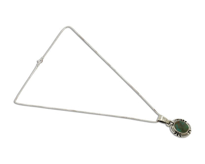 Navajo Necklace 925 Silver Arizona Turquoise Handmade Signed Gecko C.90's