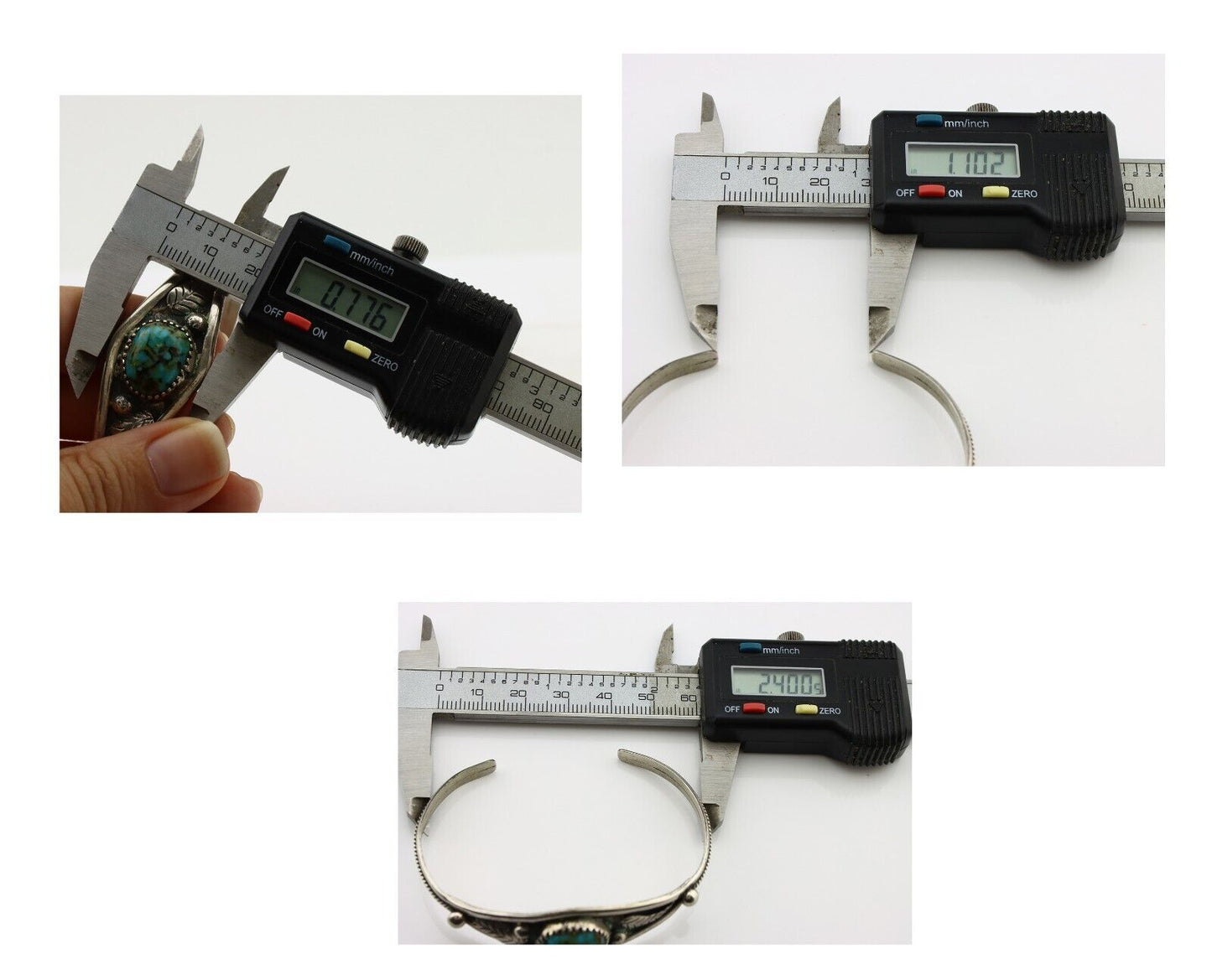 Navajo Bracelet 925 Silver Kingman Turquoise Native American Artist C.80's