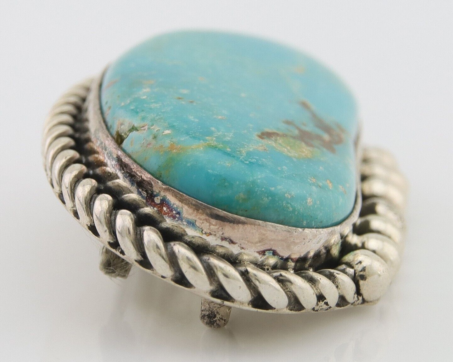 Navajo Pin Pendant 925 Silver Globe Turquoise Artist Signed Doug Zachary C.80's