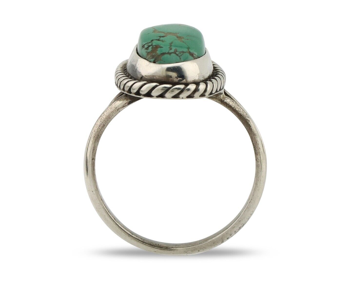 Navajo Ring 925 Silver Kingman Turquoise Artist Signed M Montoya C.80's
