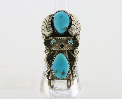 Navajo Kachina Ring 925 Silver Natural Turquoise Artist Signed CO C.80's
