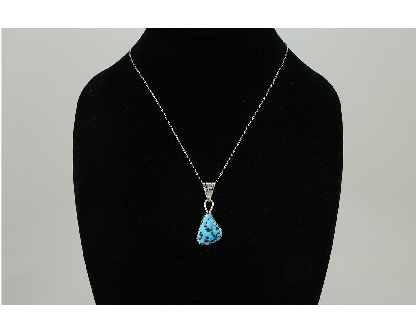 Navajo Necklace 925 Silver Blue Turquoise Artist Signed Tony Guerro C.80's