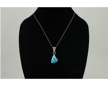 Navajo Necklace 925 Silver Blue Turquoise Artist Signed Tony Guerro C.80's