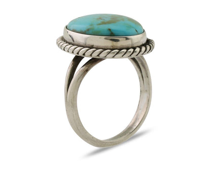 Navajo Ring 925 Silver Kingman Turquoise Native American Artist C.80's