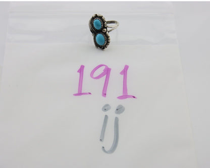 Navajo Ring 925 Silver Natural Blue Turquoise Artist Signed SC C.80's Size 4.5