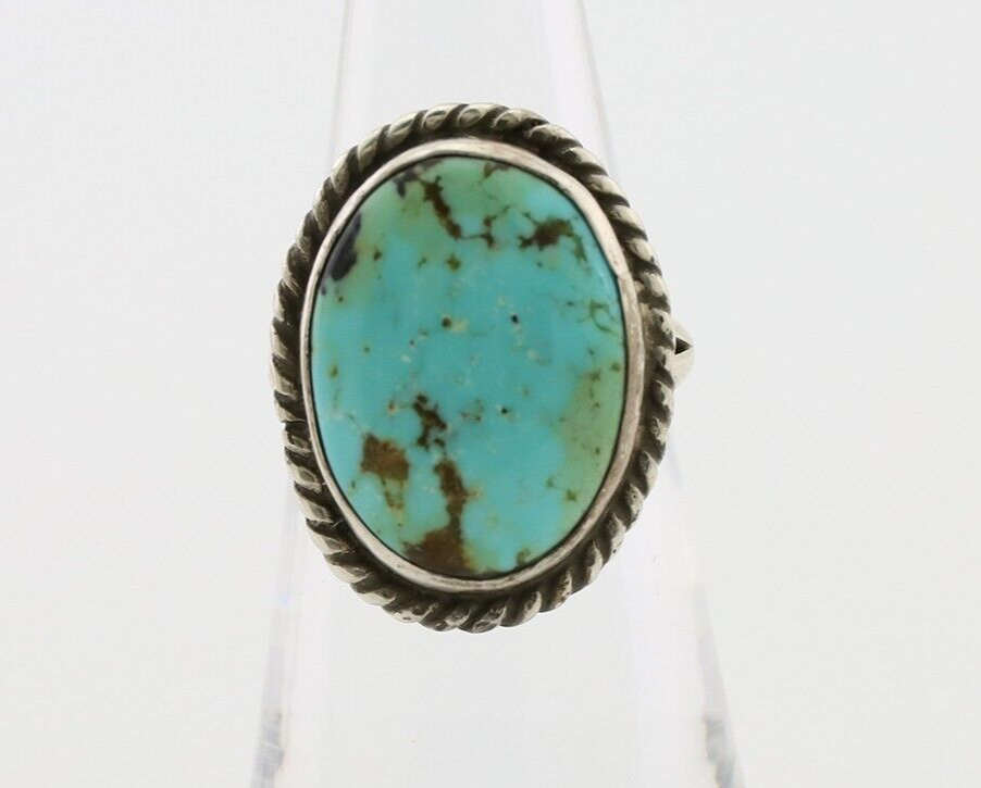 Navajo Ring 925 Silver Kingman Turquoise Native American Artist C.80's