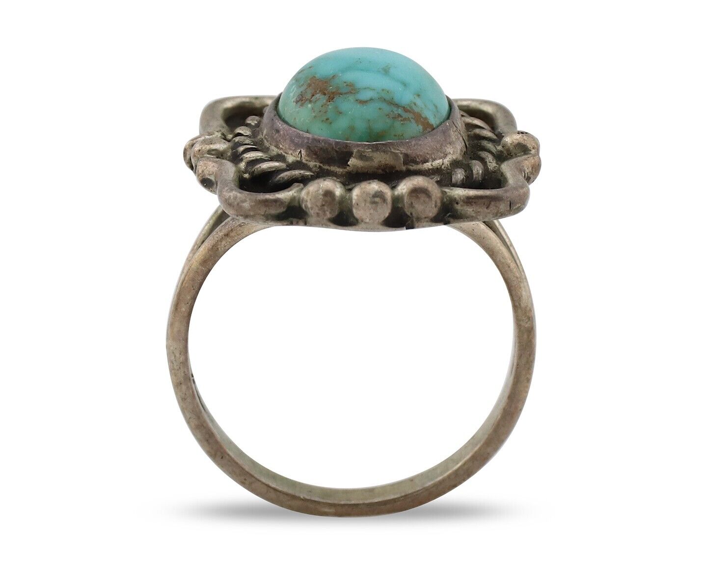 Navajo Ring 925 Silver Blue Turquoise Native American Artist C.80's