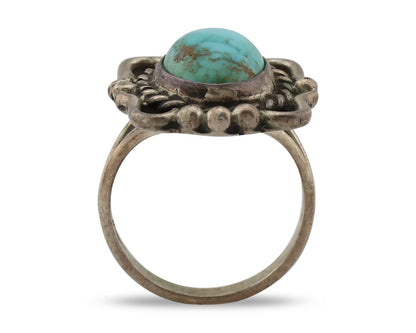 Navajo Ring 925 Silver Blue Turquoise Native American Artist C.80's