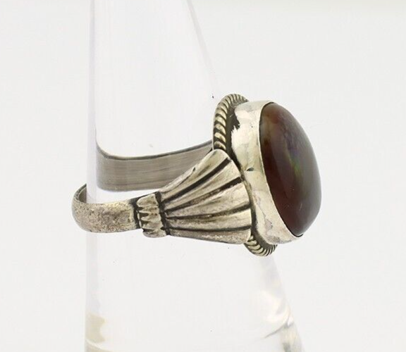 Navajo Handmade Ring 925 Silver Natural High Grade Fire Opal Native Artist C.80s