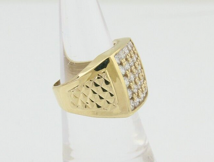 Men Simulated Diamond Pinky Ring 14k Solid Yellow Gold