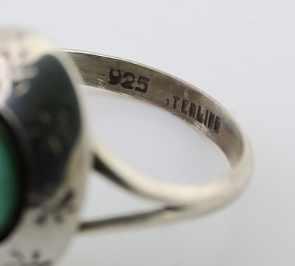Navajo Ring 925 Silver Kingman Turquoise Native American Artist C.80's