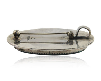 Navajo Pin Pendant 925 Silver Blue Diamond Turquoise Artist Signed S C.80's