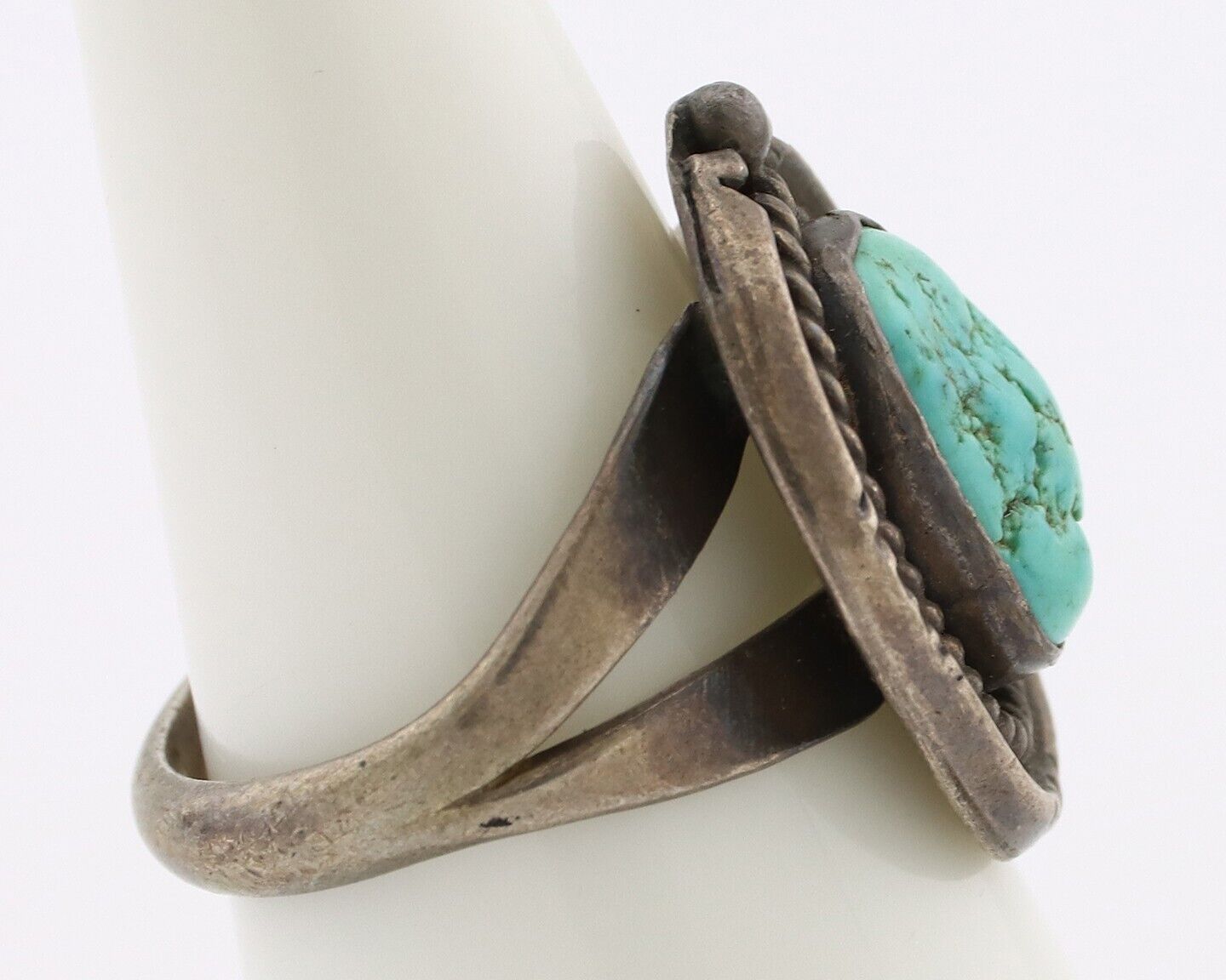 Navajo Ring 925 Silver Blue Turquoise Native American Artist C.80's