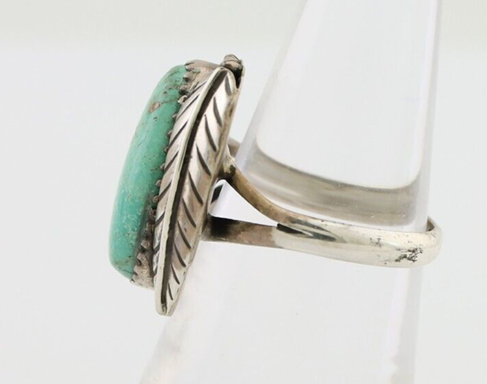 Navajo Handmade Ring 925 Silver Natural Turquoise Artist Signed IJC C.80's