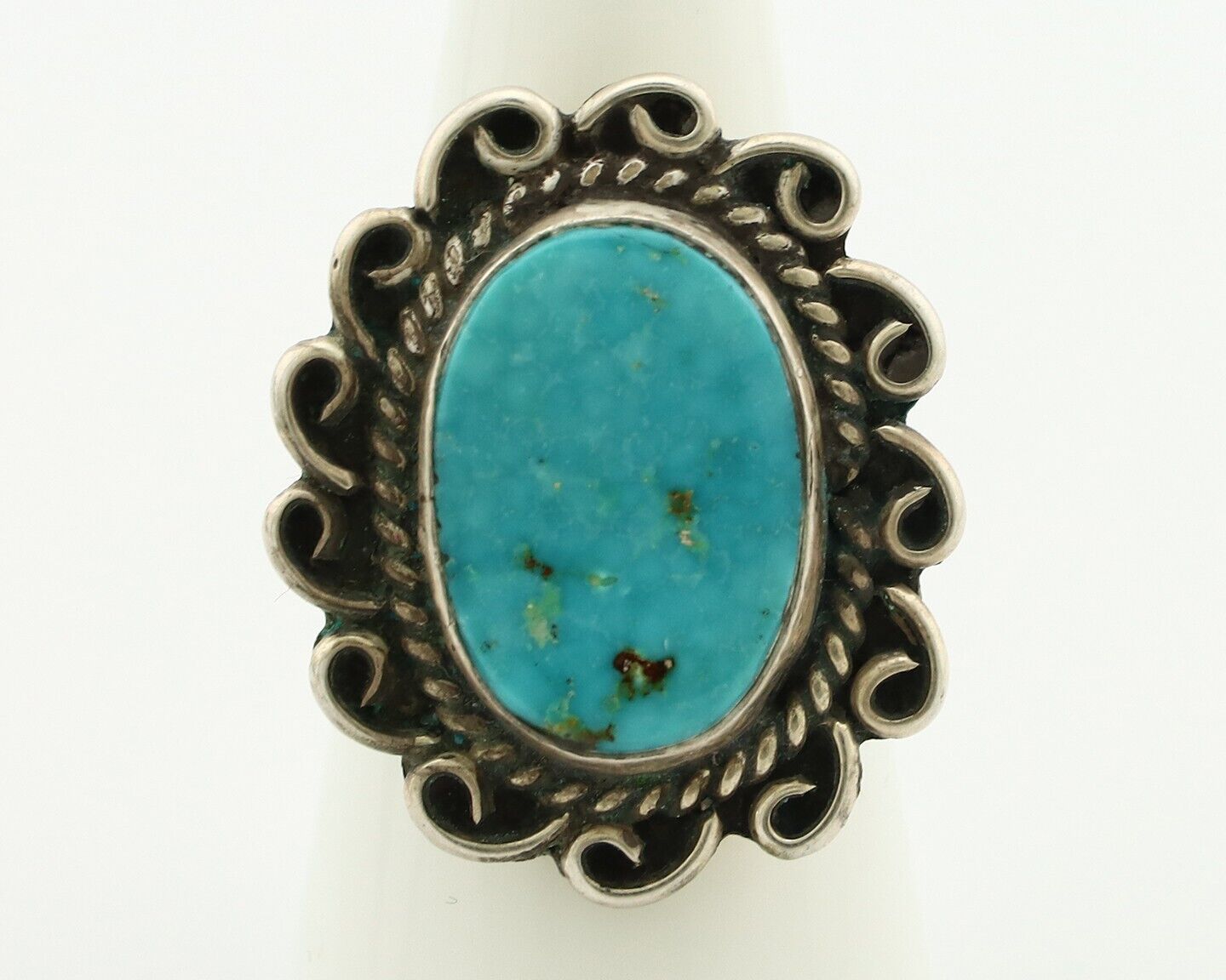 Navajo Ring 925 Silver Natural Blue Turquoise Native American Artist C.80's