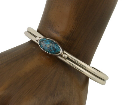 Navajo Cuff Bracelet 925 Silver Natural Blue Turquoise Native American C.80's
